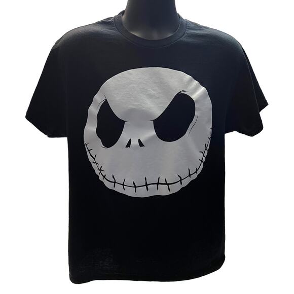 Disney Nightmare Before Christmas Jack Skellington Face on Black Shirt Halloween - Picture 1 of 10